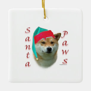 Shiba Inu Santa Paws Ceramic Ornament