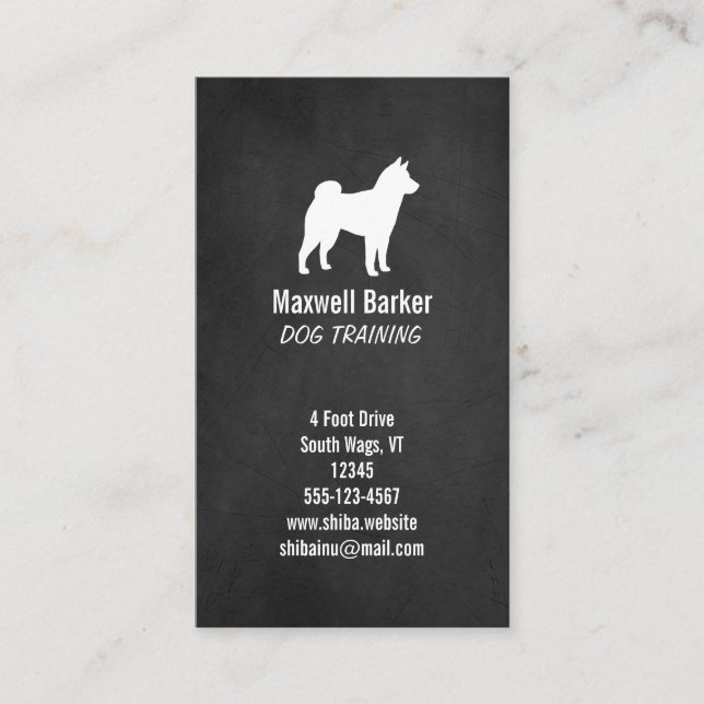 Shiba Inu Silhouette - Chalkboard Style Business Card (Front)