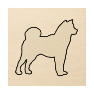 Shiba Inu silhouette cream Wood Wall Art