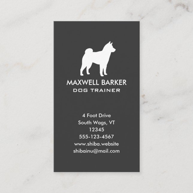 Shiba Inu Silhouette Vertical Business Card (Front)