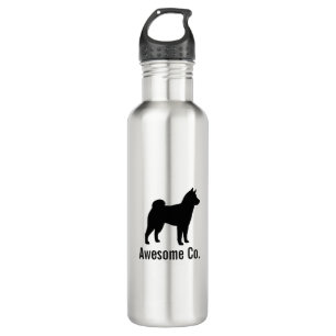 Shiba Inu Silhouette with Custom Text Stainless Steel Water Bottle