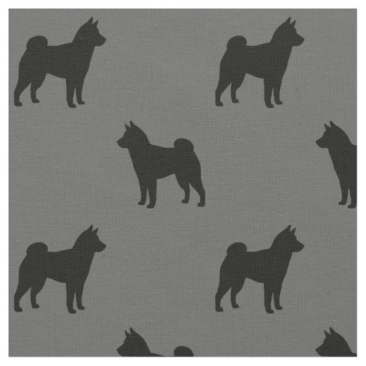 Shiba Inu Silhouettes Black and Grey Patterned Fabric