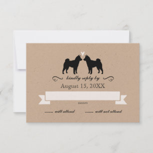 Shiba Inu Silhouettes Wedding RSVP Reply Card