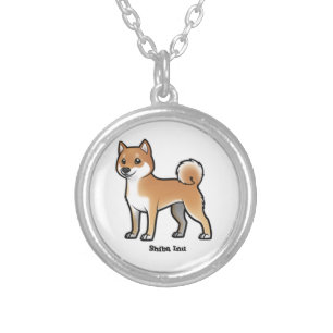 shiba inu silver plated necklace