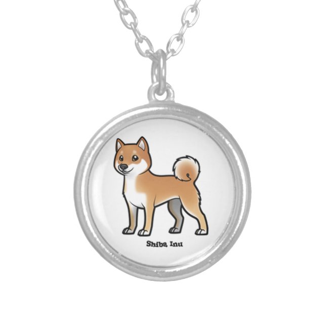 shiba inu silver plated necklace (Front)