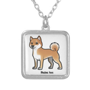shiba inu silver plated necklace