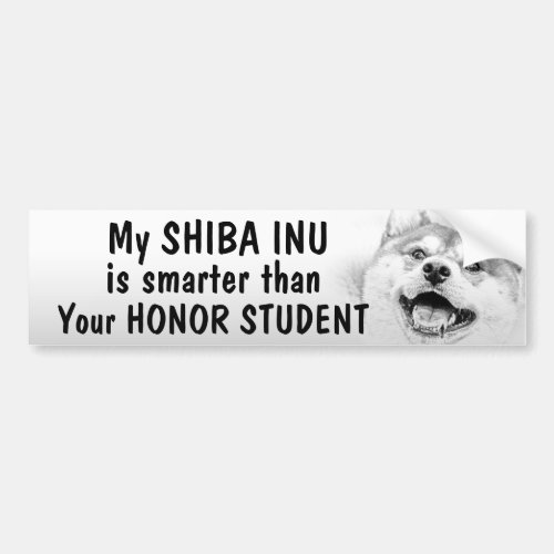 Shiba Inu _ Smarter than honor student _ funny Bumper Sticker
