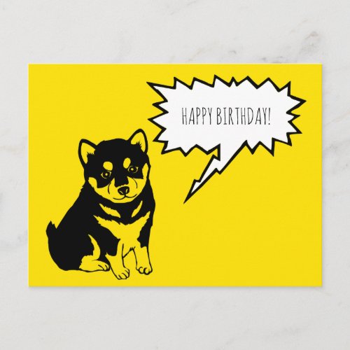 Shiba Inu Speech Bubble Happy Birthday Postcard