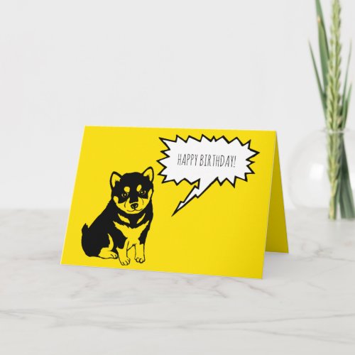 Shiba Inu Speech Bubbles Happy Birthday Greeting Card