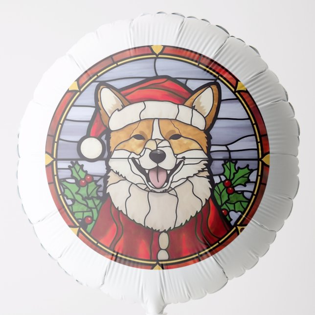 Shiba Inu Stained Glass Christmas  Balloon (Front)