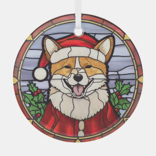 Shiba Inu Stained Glass Christmas Ornament