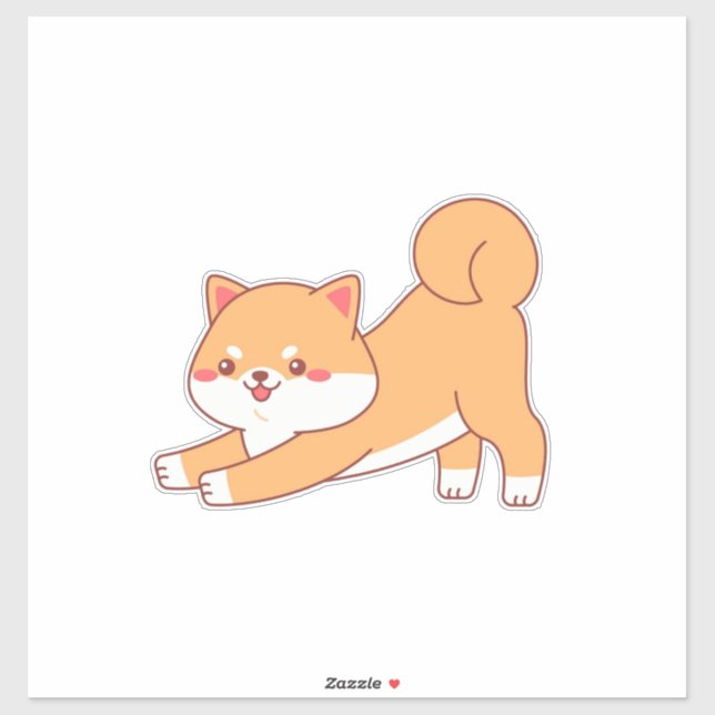shiba inu stretching cartoon sticker (Sheet)