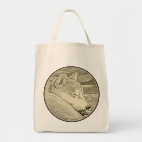 Shiba Inu Tote Bag Organic Dog Art Shopping Bags