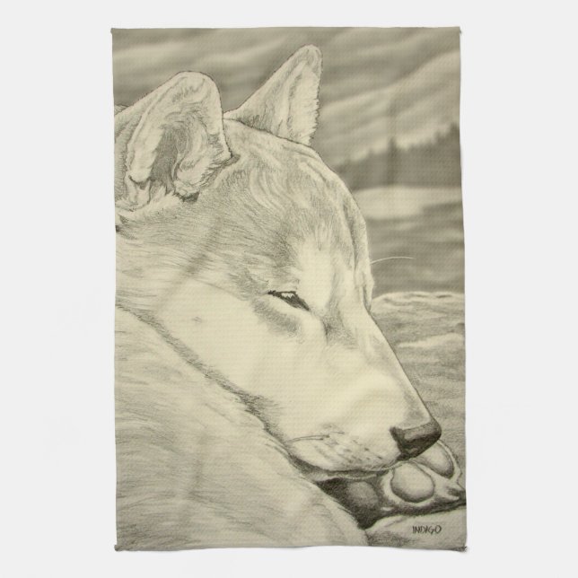 Shiba Inu Towel Dog Lover Art Tea Towels & Gifts (Vertical)