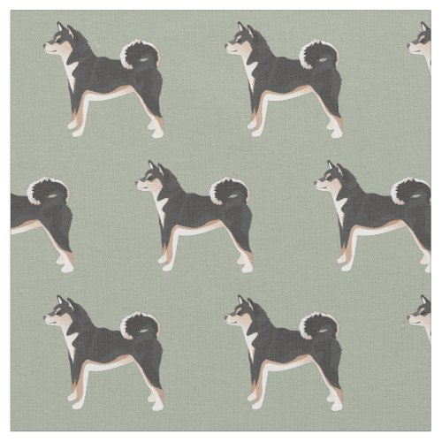 Shiba Inu Tri_Color Dog Breed Silhouette Fabric