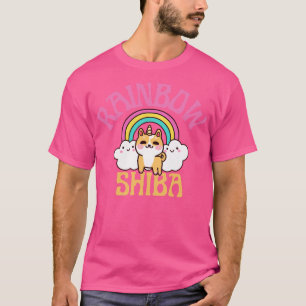 Shiba Inu Unicorn Kawaii Illustration With Rainbow T-Shirt