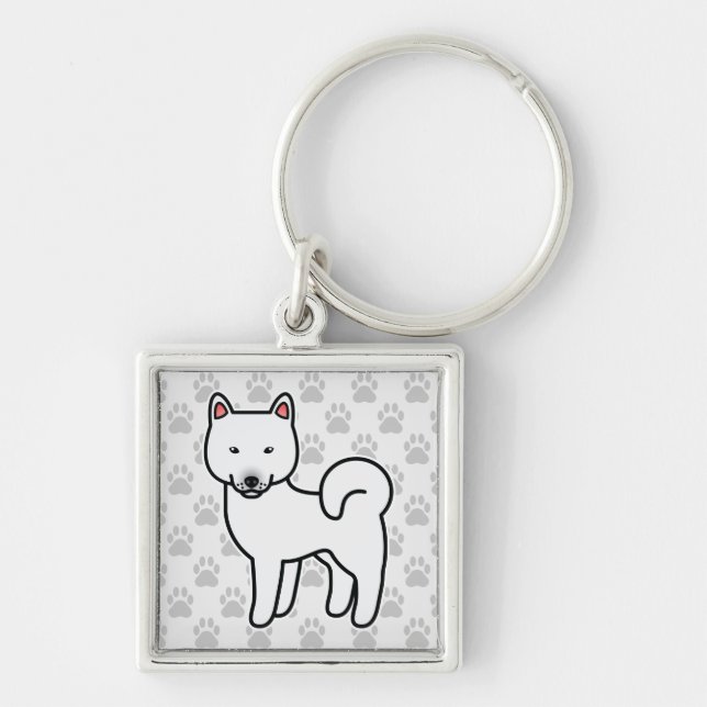 Shiba Inu White Keychain (Front)