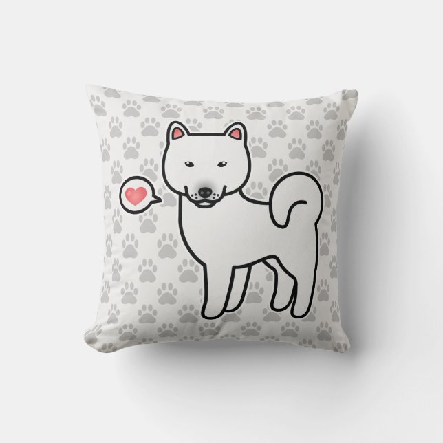 Shiba Inu White Love Throw Pillow (Front)
