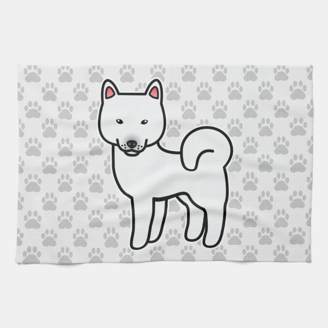 Shiba Inu White Towel (Horizontal)