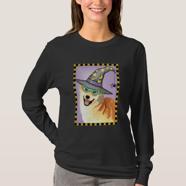 Shiba Inu Witch Long Sleeve T-Shirt (Front)