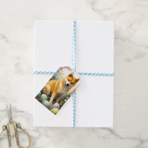 Shiba Inu with Easter Eggs Holiday  Gift Tags