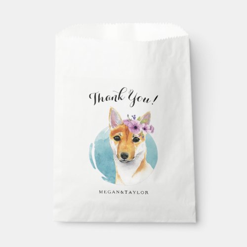 Shiba Inu with Flower Crown Watercolor Painting Favor Bag