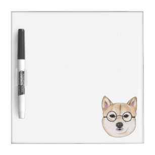 Shiba Inu with Oversized Round Framed Glasses Dry Erase Board
