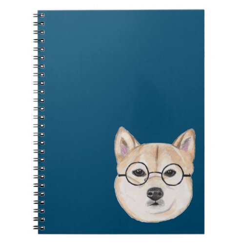 Shiba Inu with Oversized Round Framed Glasses Notebook