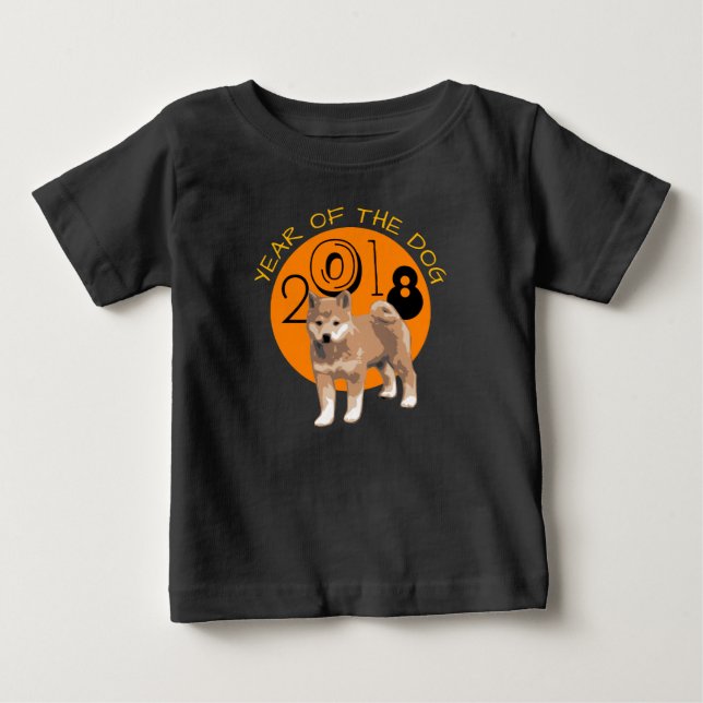 Shiba inu Year of The Dog 2018 Black Baby Tee (Front)