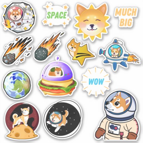 Shiba Inus In Space Stickers