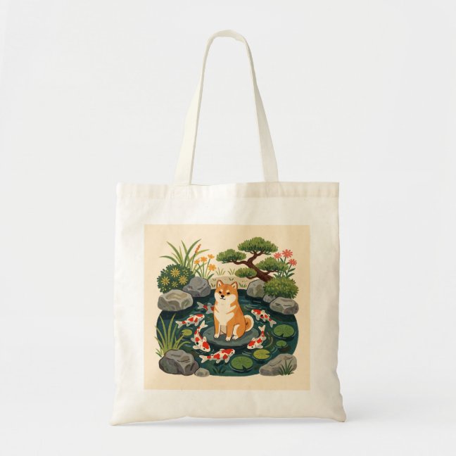 Shiba Koi Pond Garden Tote Bag