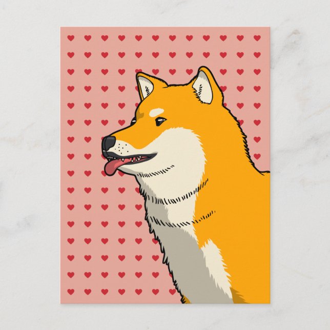 Shiba Love Pink Postcard (Front)