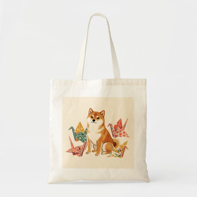 Shiba Origami Crane Tote Bag