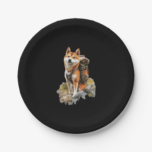 Shiba Pitbull Inu Paper Plates (Front)