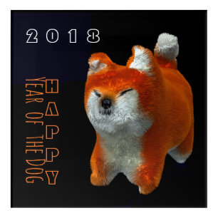 Shiba Puppy 3D Digital Art Dog Year 2018 Square A