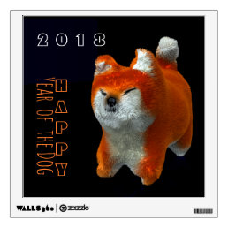 Shiba Puppy 3D Digital Art Dog Year 2018 Square WD Wall Sticker