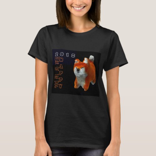 Shiba Puppy 3D Digital Art Dog Year 2018 Woman Tee