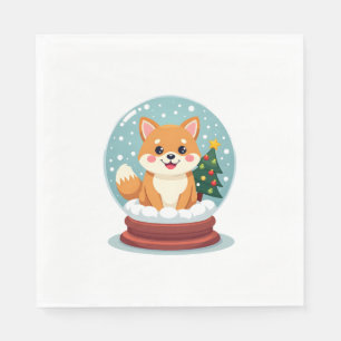 Shiba Snow Globe Napkins