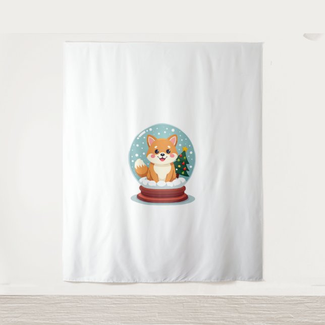 Shiba Snow Globe Tapestry (Front)
