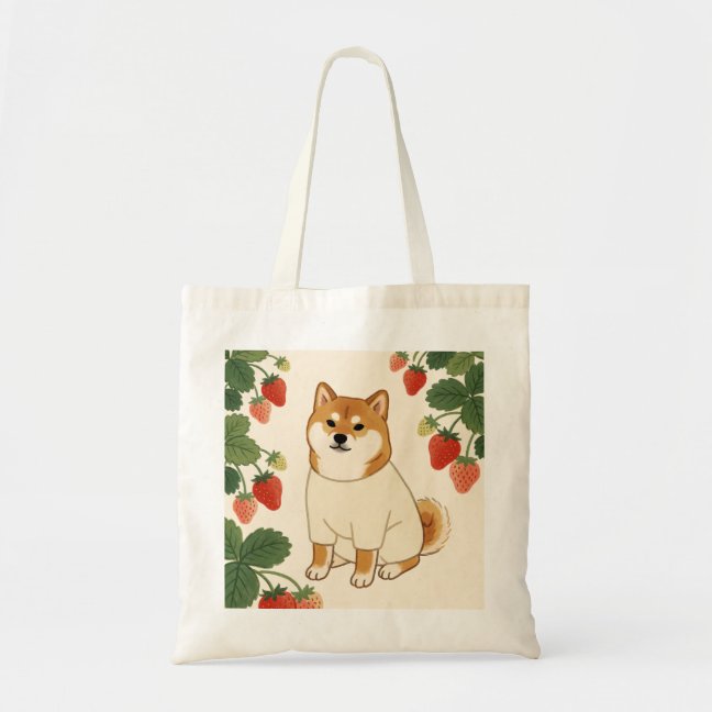 Shiba Strawberry Picking Tote Bag