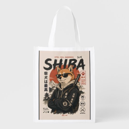 SHIBA THE PROTECTOR GROCERY BAG