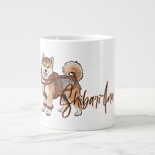 Shibari shiba inu gift for ropelover giant coffee mug (Front)
