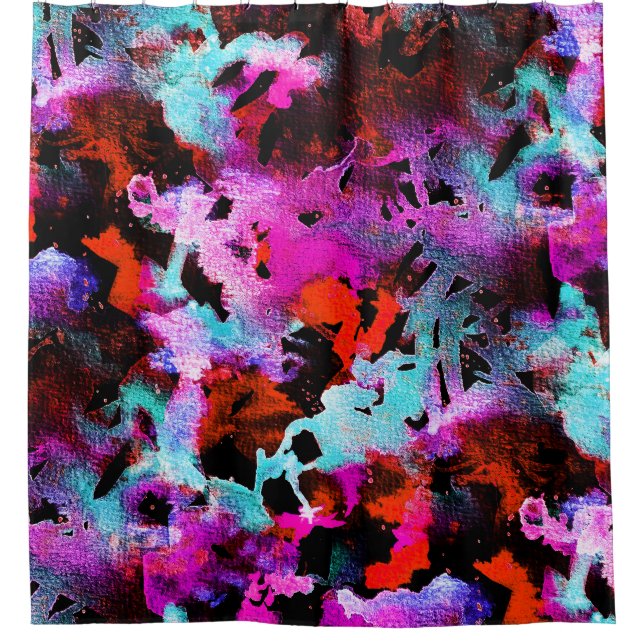 Shibori Batik: Watercolor Gradient Tie Dye Shower Curtain (Front)