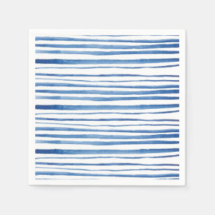 Shibori blue and white watercolor stripes pattern napkins