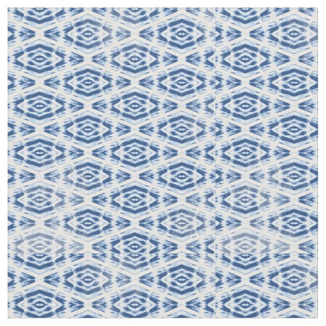 Shibori Blue Tie Dye Twist Abstract Fabric (Close Up)