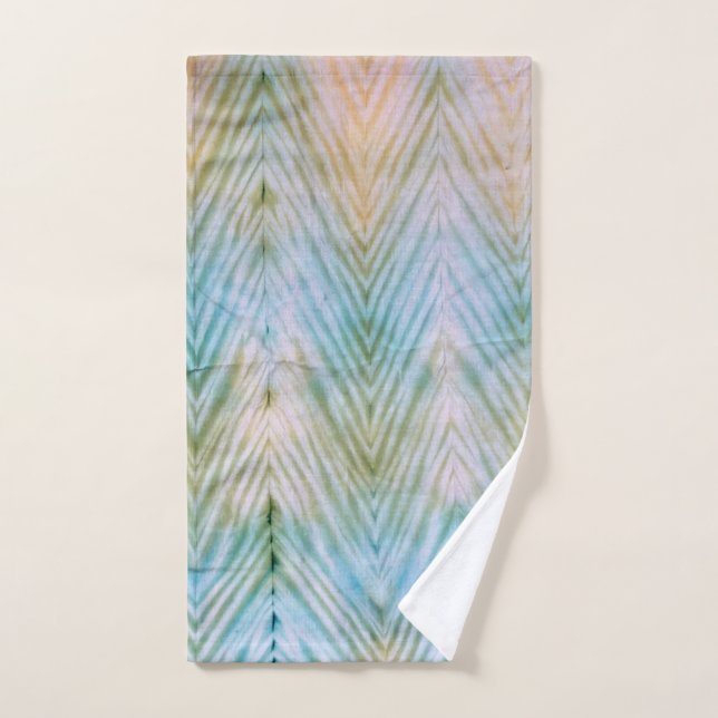 Shibori Dye Blue Chevron Boho Bath Towel Set (Hand Towel)