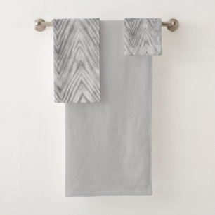 Shibori Dye Gray Chevron Boho Bath Towel Set