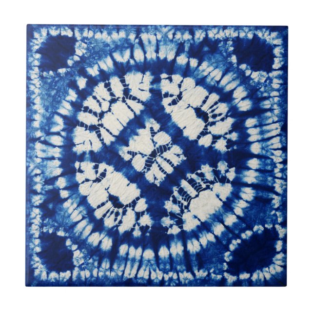 Shibori Dyed Ceramic Tile (Front)
