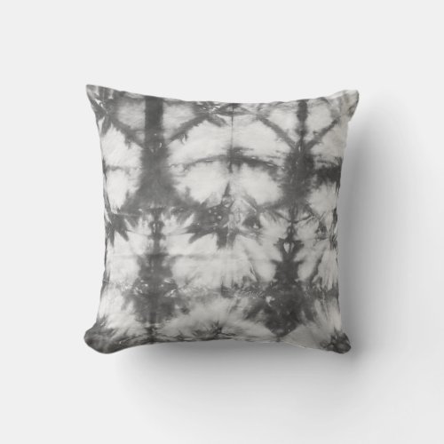 Shibori Fabric Boho Gray Pattern Tie Dye Pillow