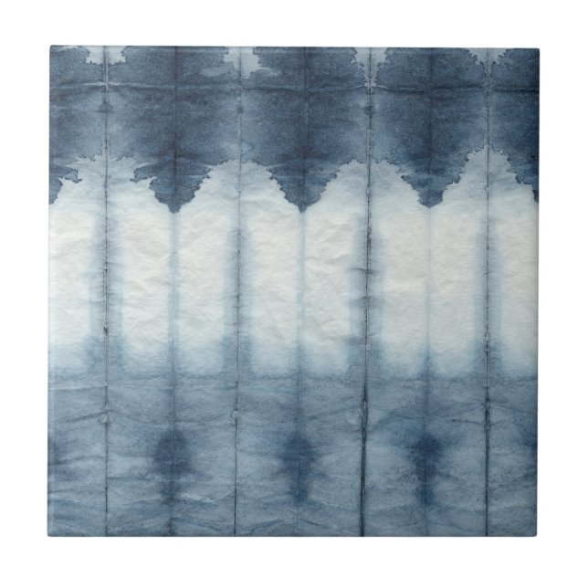 Shibori Indigio Print Ceramic Tile (Front)